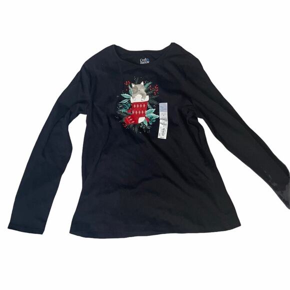 Women's Croft & Barrow Holiday Long Sleeve NEW SZ M black long sleeve Christmas - Picture 2 of 10